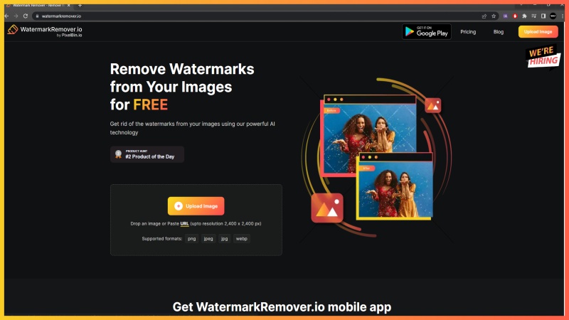 In third step is about visiting homepage of watermarkremover.io