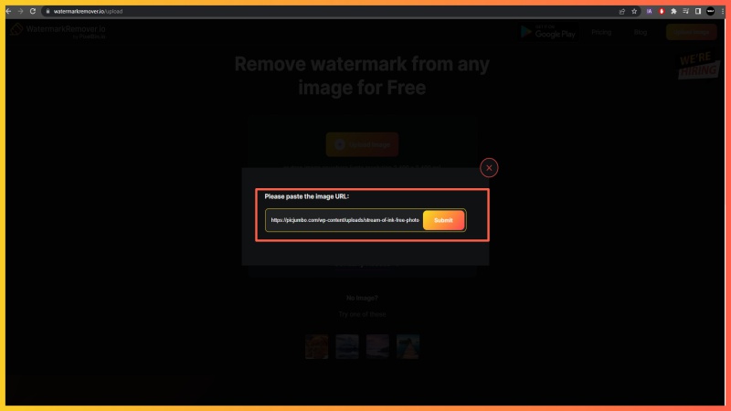Fifth step is to paste image url and click on submit.